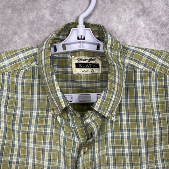 Wrangler RIATA Shirt Adult Extra Large Green Plaid Casual Western Mens Outdoors - Picture 6 of 10